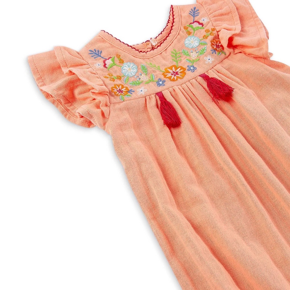 “SOLD”  “PEEK” BABY GIRLS EMBROIDERY & TASSELS COVERALL- 18-24 MONTHS - Picture 3 of 9